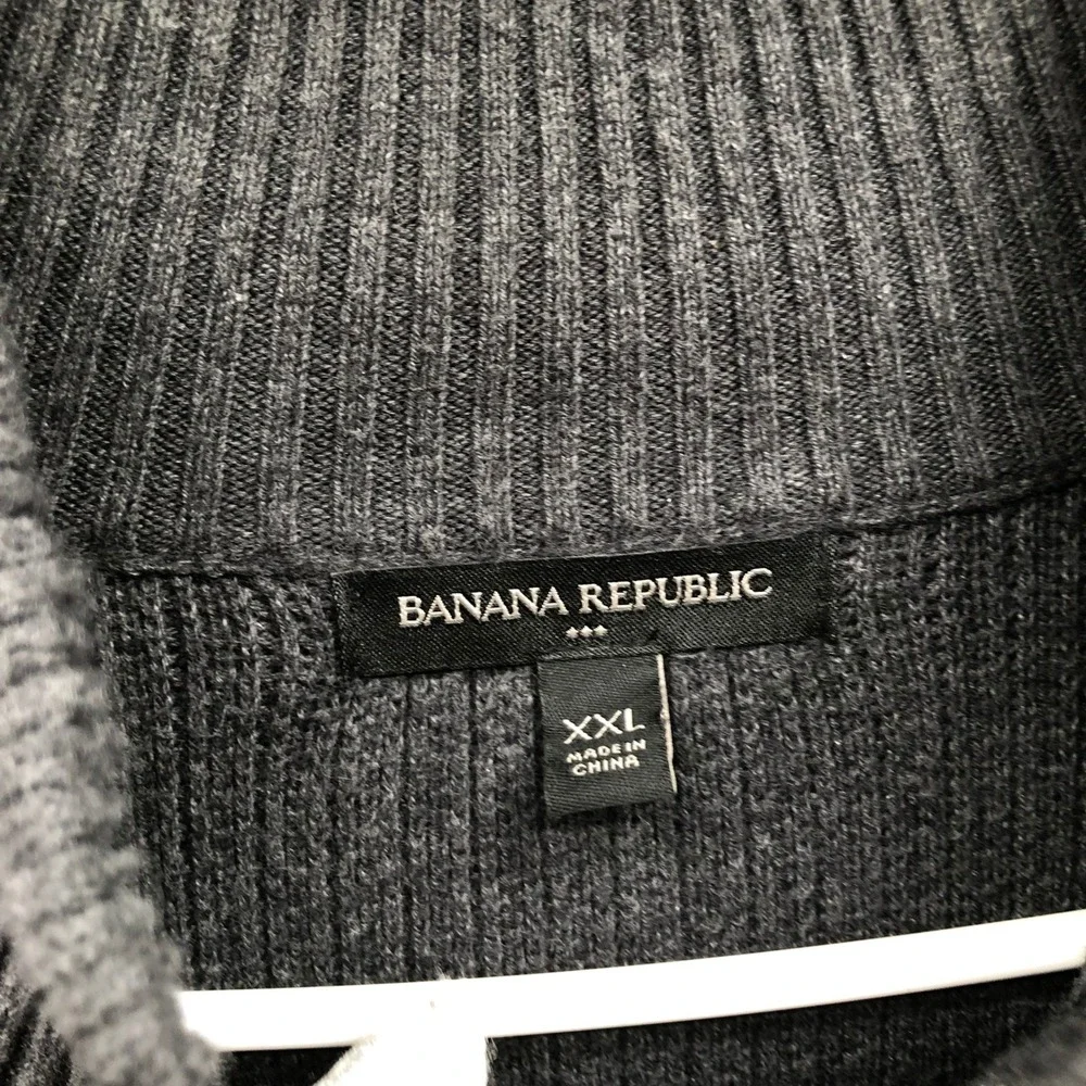 Banana Republic Chunky Mock Neck Henley Sweater Mens XXL Heavyweight Dark Gray